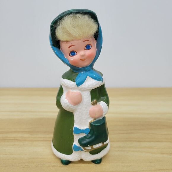 Vintage Napco Green Girl Figurine With Synthetic Hair - Picture 4 of 7